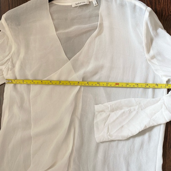 Aritzia Babaton Women's Semi-sheer chiffon blouse Cream White 100% Silk Sheer S - Picture 12 of 14